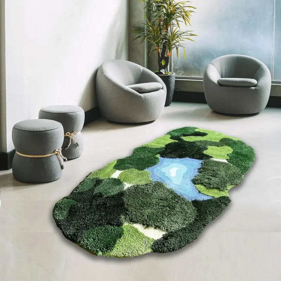 Navak Carpet 3D Moss Rugs, Plush Ruas Leaf Shaped Bathroom Rugs Non-Slilp Bathroom Mats Tufed Rugs, super Sof Washable Botanical leaf shapes