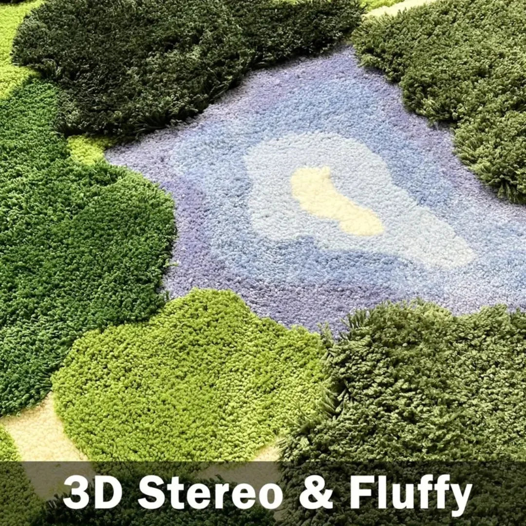 Navak Carpet 3D Moss Rugs, Plush Ruas Leaf Shaped Bathroom Rugs Non-Slilp Bathroom Mats Tufed Rugs, super Sof Washable Botanical leaf shapes