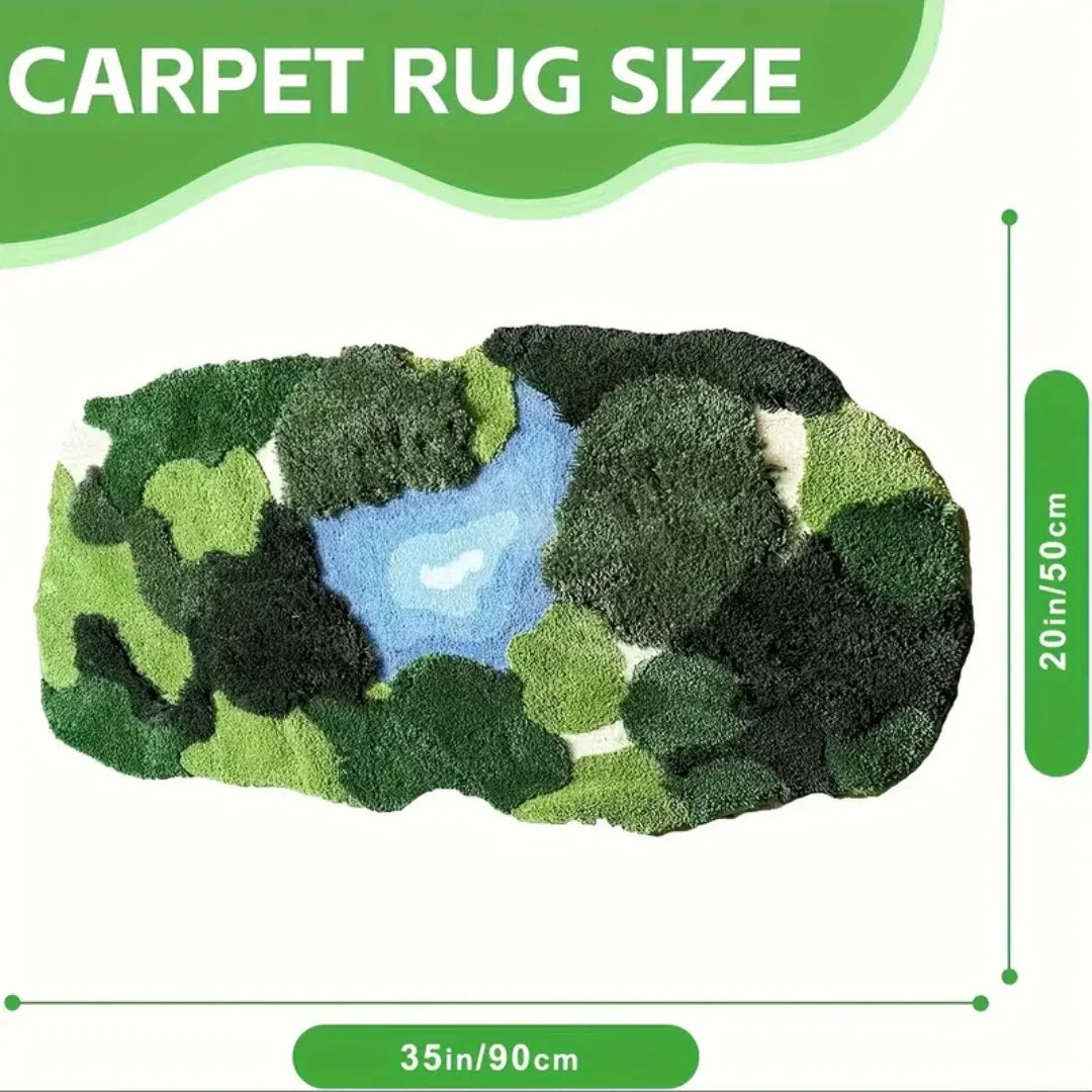 Navak Carpet 3D Moss Rugs, Plush Ruas Leaf Shaped Bathroom Rugs Non-Slilp Bathroom Mats Tufed Rugs, super Sof Washable Botanical leaf shapes