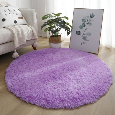 Navak Carpet 40/60/80cm Small Round Shaggy Rug Soft Anti-Skid Mat Living Room Bedroom Carpet Home Decor Winter Colorful Tie Dye Print Rugs