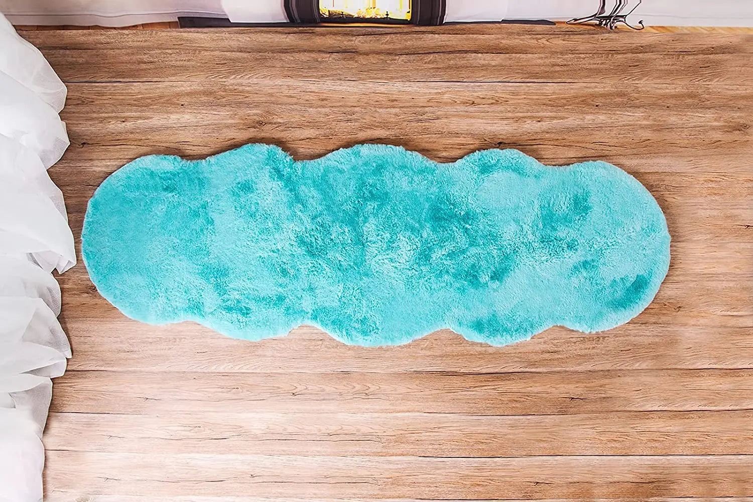 Navak Carpet Ultra Soft Faux Rabbit Fur Rug Living Room Carpet Fuzzy Area Rug Fluffy Bedside Carpet Baby Crawling Mat Bedroom Decor Rug Blue