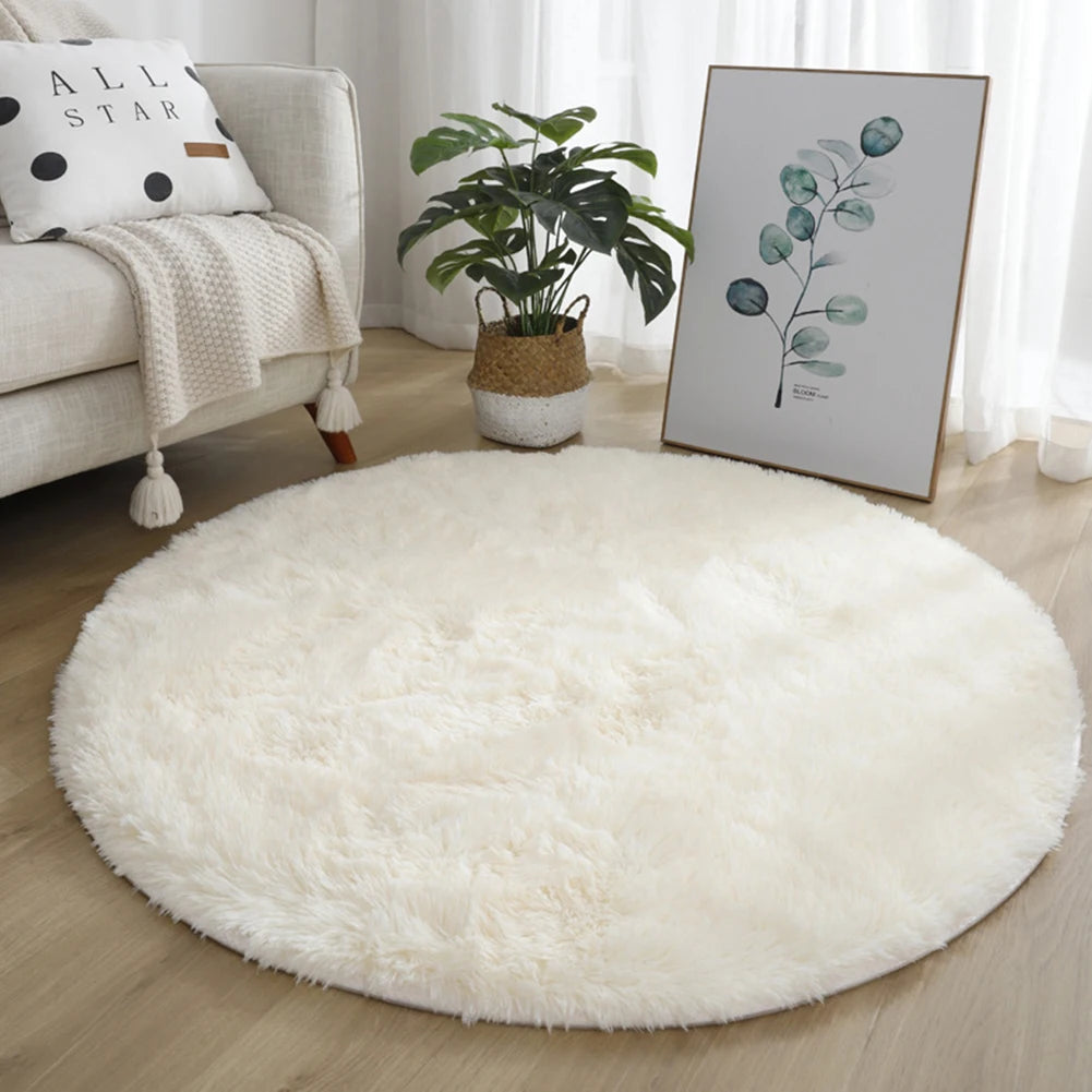 Navak Carpet 40/60/80cm Small Round Shaggy Rug Soft Anti-Skid Mat Living Room Bedroom Carpet Home Decor Winter Colorful Tie Dye Print Rugs