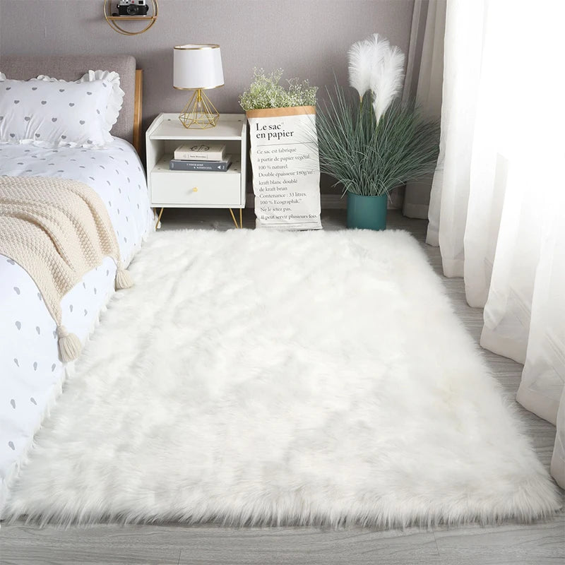 Navak Carpet Artificial Sheepskin Carpet Sofa Floor Mat Living Room Bedroom White Hairy Large Carpets Whole Sheepskin Cushion Bay Window Mats