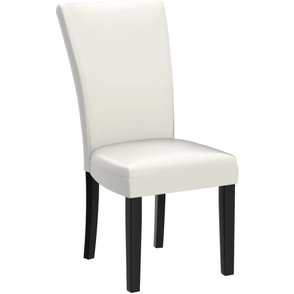 Navak Carpet Set of 2 Parsons Dining Chairs – Faux Leather Upholstered Side Chairs w/Solid Wood Legs for Dining & Living Room