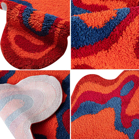 Navak Carpet Irregular Psychedelic Groovy Tufted Carpet for Living Room Bedroom Decor Soft Fluffy Stripe Abstract Area Rug Bathroom Mat