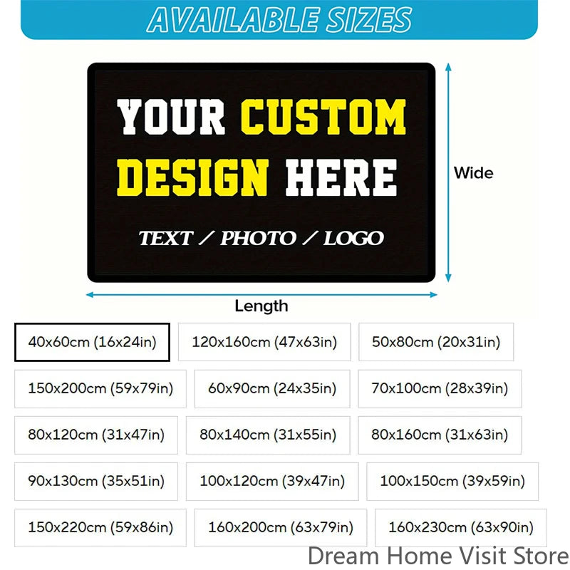 Navak Carpet Custom Photo Text Area Mat Carpet Rug Printed Rectangle Rugs for Adult Yoga Living Room Decorative Personalized Entrance Doormat