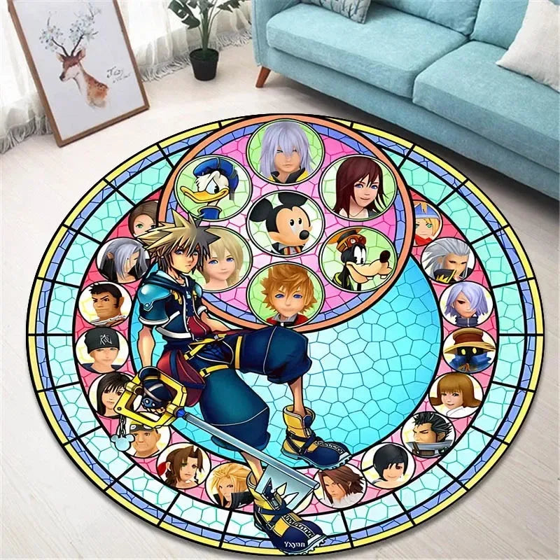 Navak Carpet Daily Picks Kingdom Hearts Cartoon Area Rug Round Floor Mat Living Room Carpet Bathroom Kitchen Rugs Doormat Non-slip Floor Mat