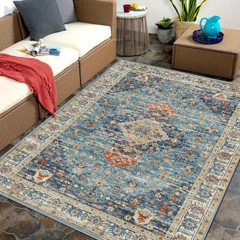 Navak Carpet 1pc Thick Autumn New Bohemian Style Large Area Outdoor Patio Garden Mat, Non-Slip RV Camping Crystal Velvet Mat,