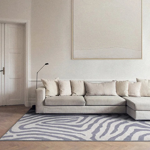 Navak Carpet Nordic Fluffy Plush Carpets for Living Room Light Luxury Zebra Pattern Bedroom Decor Carpet Home Large Area Anti-Slip Lounge Rug