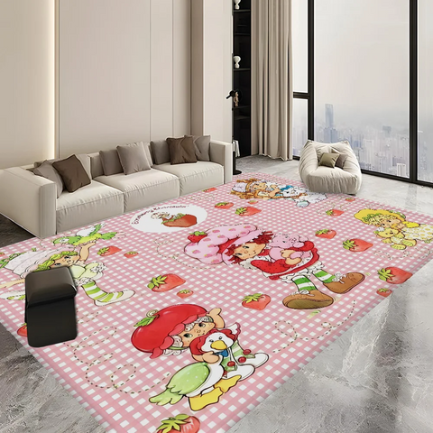 Navak Carpet S-Strawberry-Pink girl Floor Mat Bathroom Mat Kids Room Bedroom Decoration Balcony Anti-Slip Doormat Living Room Welcome Rug