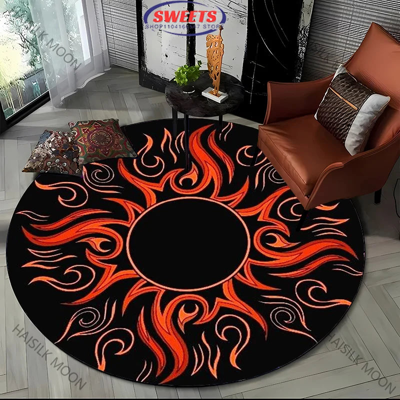 Navak Carpet Modern Style Black and White Mystery Art Style Round Carpet Interior Decor Mat Outdoor Picnic Camping Rug Room Bedside Rug Gift