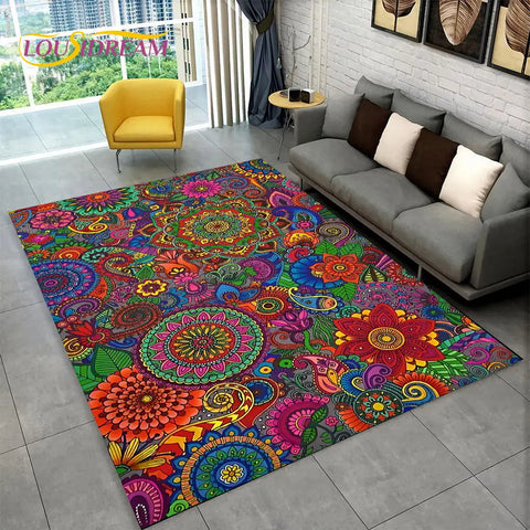 Navak Carpet Bohemia Mandala Geometric Area Rug,Carpet Rug for Home Living Room Bedroom Sofa Doormat Kitchen Decor,Kid Non-slip Floor Mats