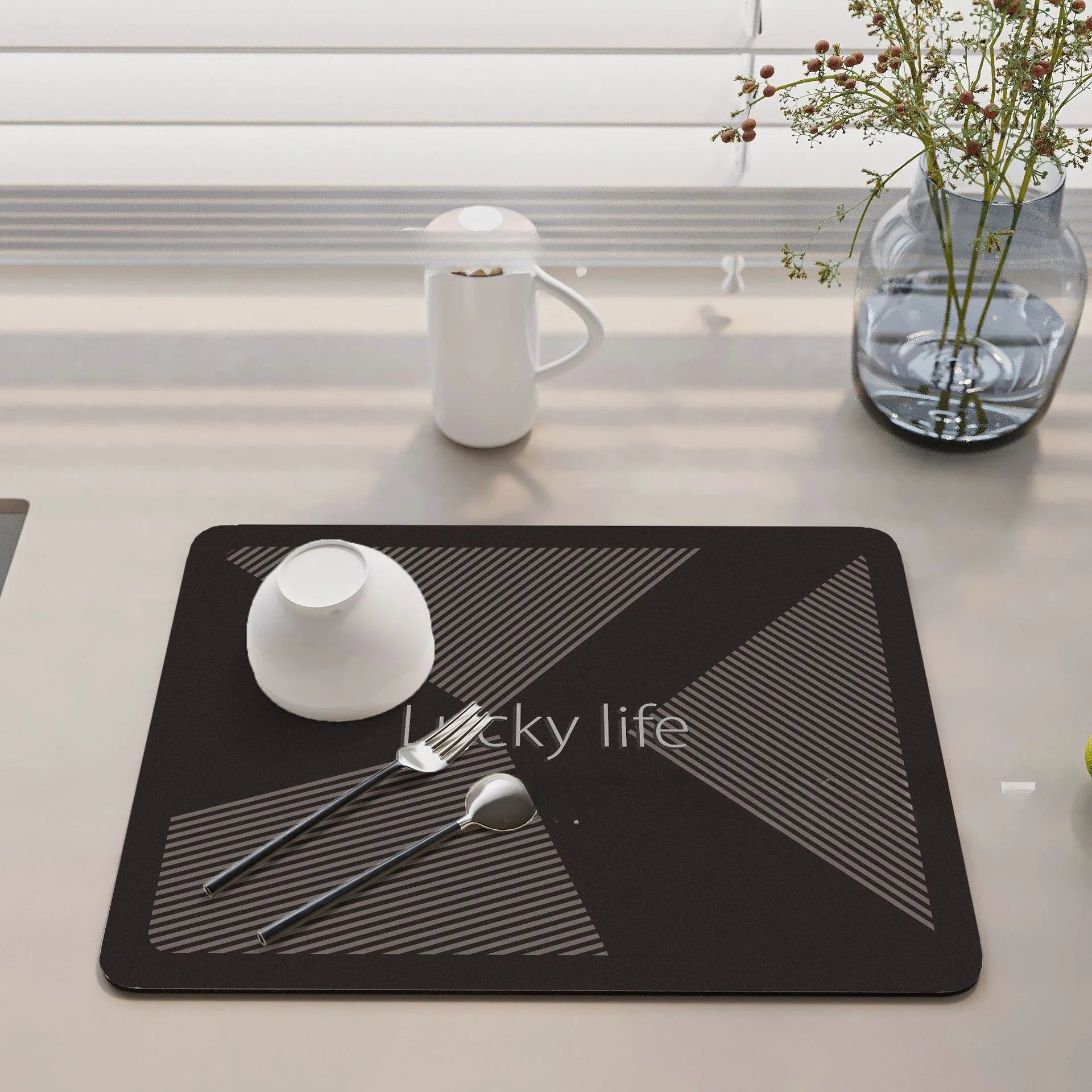 Navak Carpet Minimalis Striped Dish Drying Mat Super Absorbent Ktichen Rug Non Slip Tableware Drain Pad Home Diatom Mud Door Mats Washable