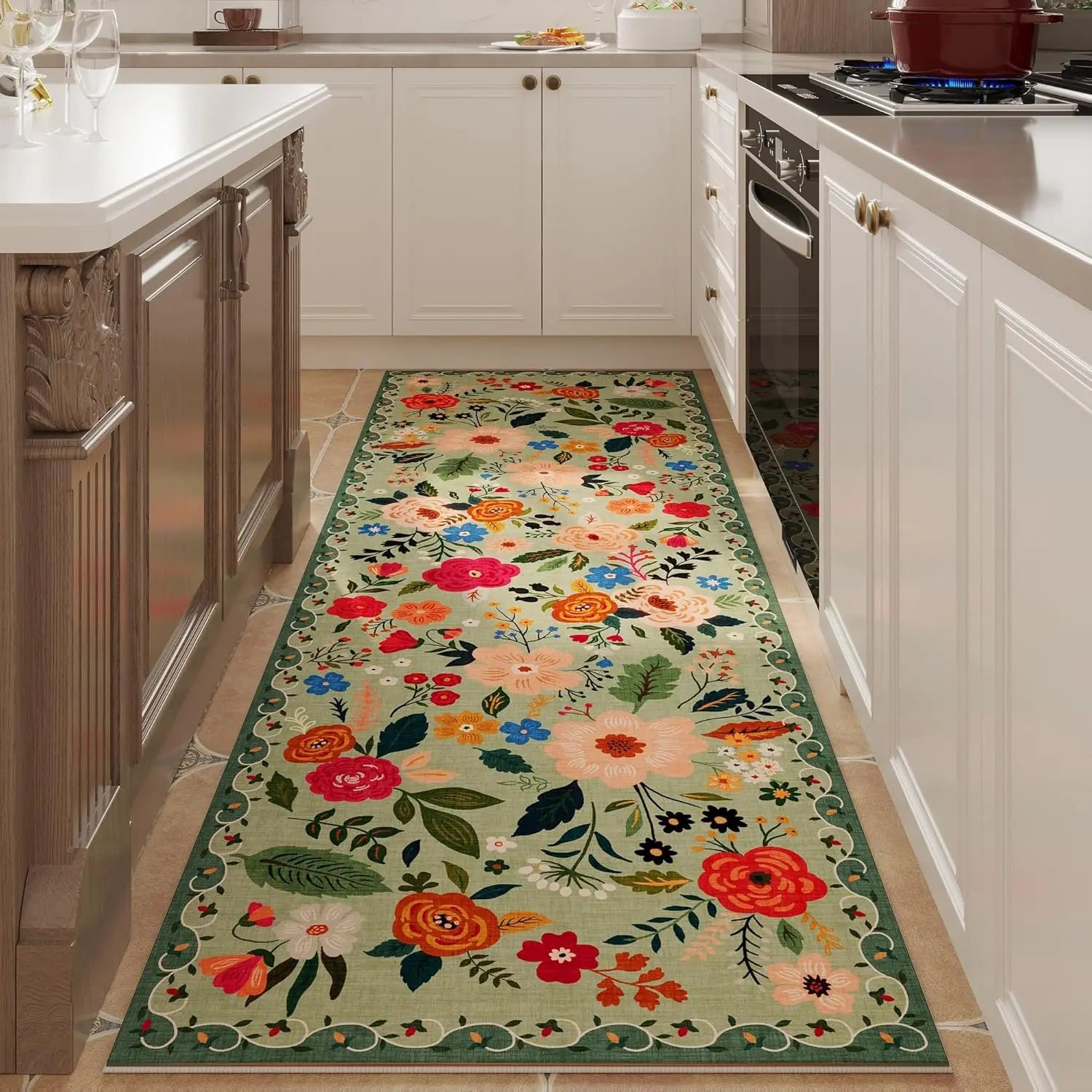 Navak Carpet Exclusive Picks Runner Rug for Hallways Kitchen Non Slip Machine Washable Carpets with Rubber Backing Soft Floral Rugs for Kitchen Decor