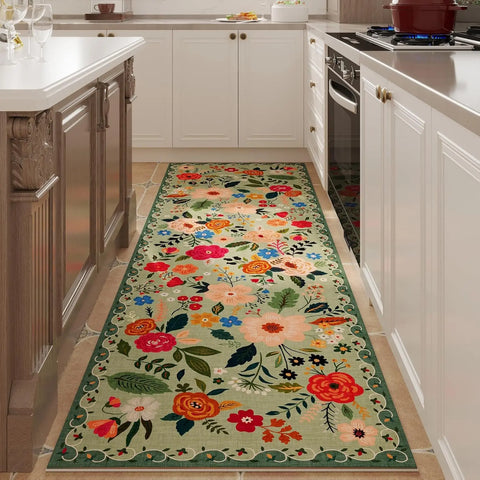 Navak Carpet Exclusive Picks Runner Rug for Hallways Kitchen Non Slip Machine Washable Carpets with Rubber Backing Soft Floral Rugs for Kitchen Decor