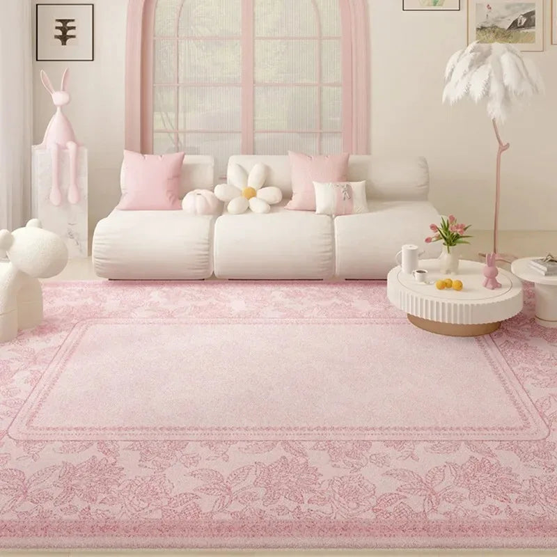 Navak Carpet Living Room Carpet Pink Flower Rug Big Size Home Decoration Floor Mat Soft Plush Room Decor Large Area Rugs Shaggy Bedroom