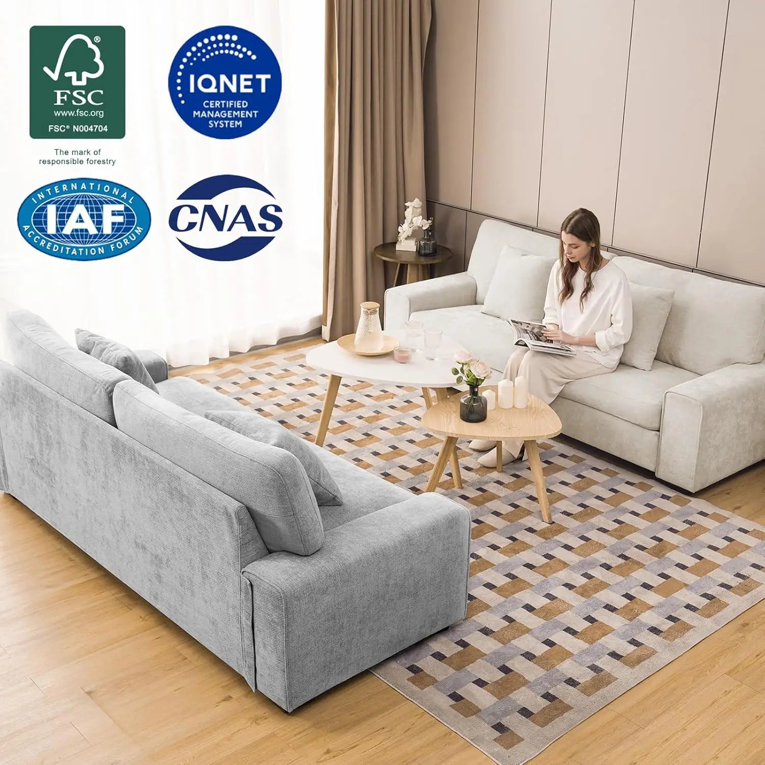 Navak Carpet Modern Loveseat Sofa for Living Room,Chenille Recliner, Removable Cover, Spring Cushions, Solid Wood Frame,