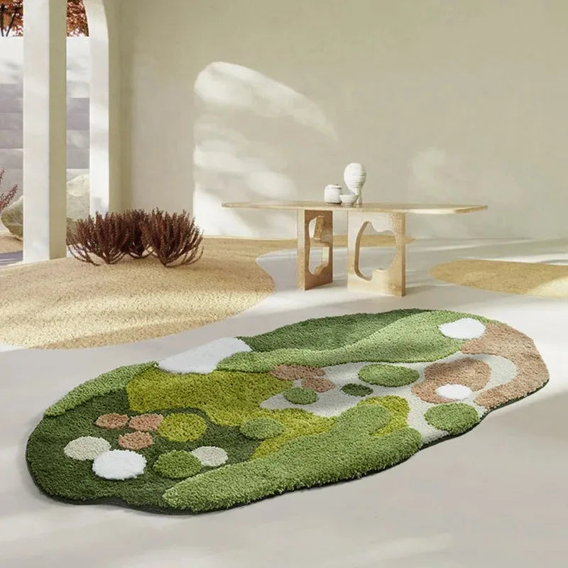 Navak Carpet Moss Rug 3D Stereo for Living Room Imitation Cashmere Green Carpet Bedroom Bedside Floor Mat Anti-Slip Shaggy Rugs Home Decor