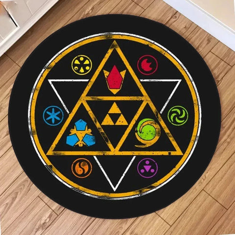Navak Carpet Zelda Symbol Round Rug Retro Style Game Room Carpet for Living Room Gaming Decor Zelda Majora’s Mask Rug Gift for Gamer