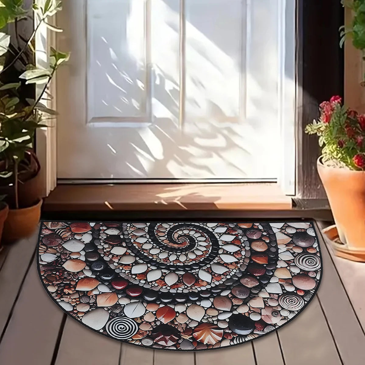 Navak Carpet Semi-circular Crystal Velvet Pebble Stereoscopic Living Room Carpet Visual Corridor Mat Hotel Bedroom Stone Floor Floor Door Mat