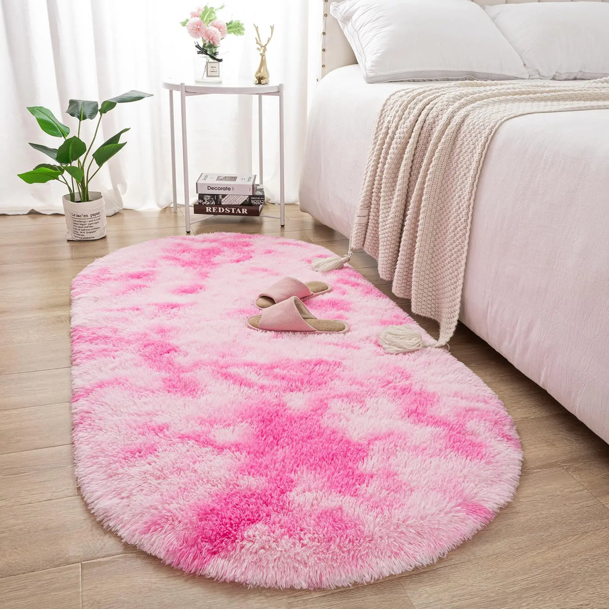 Navak Carpet Fluffy Plush Carpet Ellipse for Children’S Bedroom Living Room Sofa Area Rugs Balcony Soft Silky Carpet Girl Room Home Decor