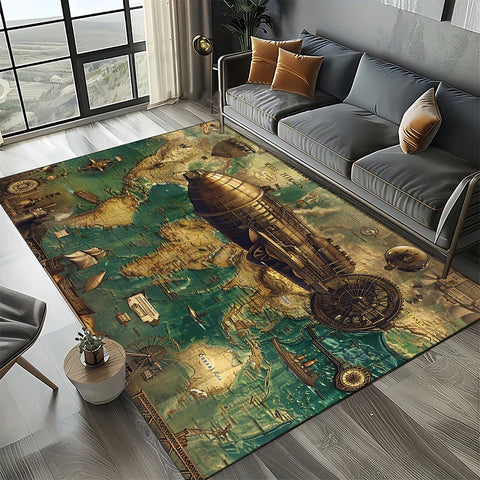 Navak Carpet Retro Marine Nautical Chart Compass Carpet Rug for Home Living Room Bedroom Sofa Doormat Decor, Floor Mat