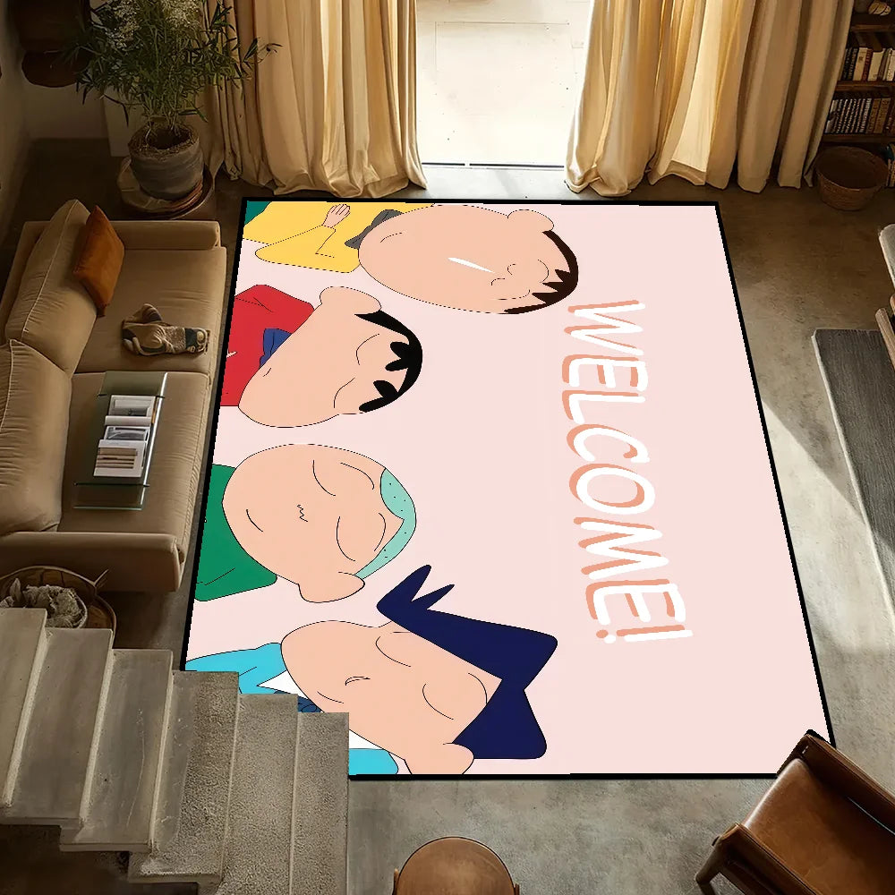 Navak Carpet Anti-Slip Cute C-chan Kitchen C-Crayon S-Shin Bedroom Tufted Rug cartoon Carpet time funny bath Living Room Entrance Decoration