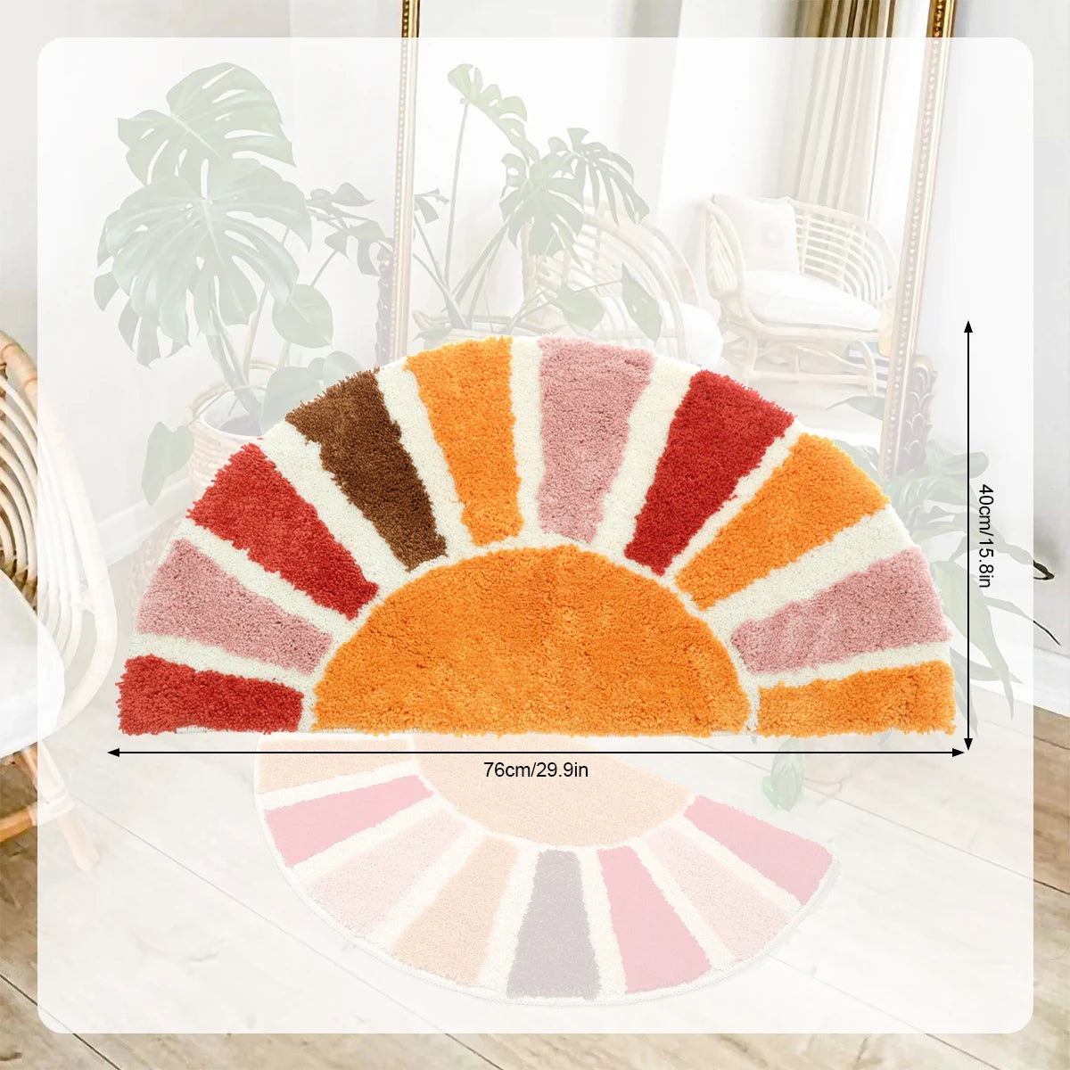 Navak Carpet Floor Door Mat Non-slip Sun Flower Half Circle Door Rug Mat Decorative Funny Half Circle Mat Plush Bathroom Rug Home Decorative