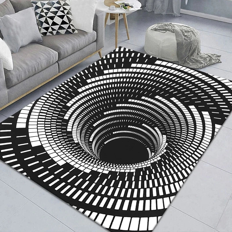 Navak Carpet 3D Vortex Illusion Carpet Entrance Door Floor Mat Abstract Geometric Optical Doormat Non-slip Floor Mat Living Room Decor Rug