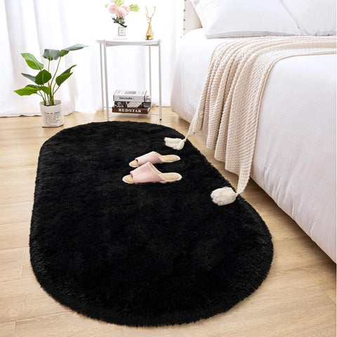 Navak Carpet Fluffy Plush Carpet Ellipse for Children’S Bedroom Living Room Sofa Area Rugs Balcony Soft Silky Carpet Girl Room Home Decor