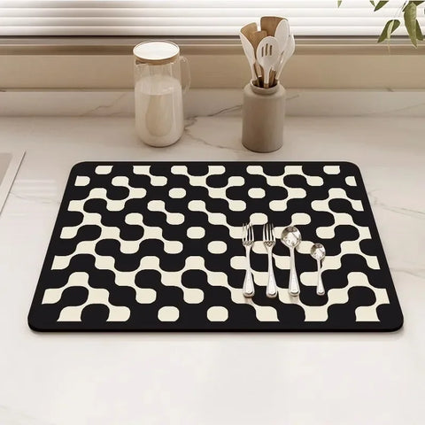 Navak Carpet Minimalis Striped Dish Drying Mat Super Absorbent Ktichen Rug Non Slip Tableware Drain Pad Home Diatom Mud Door Mats Washable
