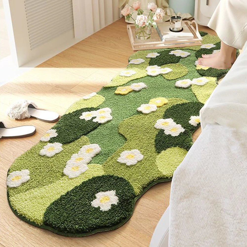 Navak Carpet Nordic 3D Moss Rug Carpet Fluffy Green Forest Irregular Floor Mat Moss Carpet Three-Dimensional Flocking Bedroom Rug