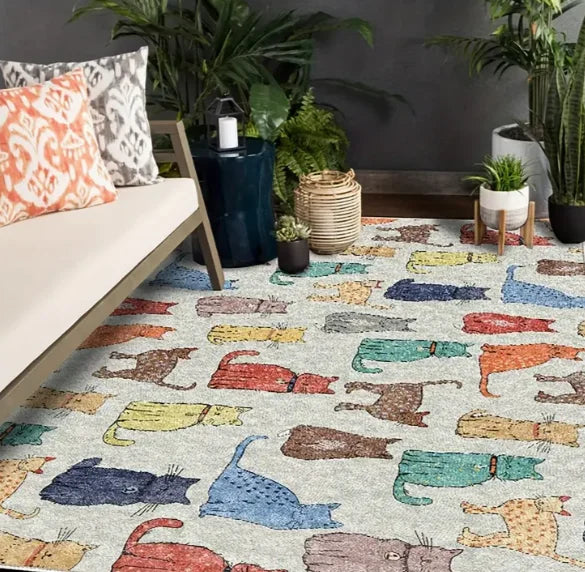 Navak Carpet Cartoon Animal Face Pattern Carpet Learning Interactive Non-Slip Machine Washable Polyester Fiber  Versatile Home Decor Rugs