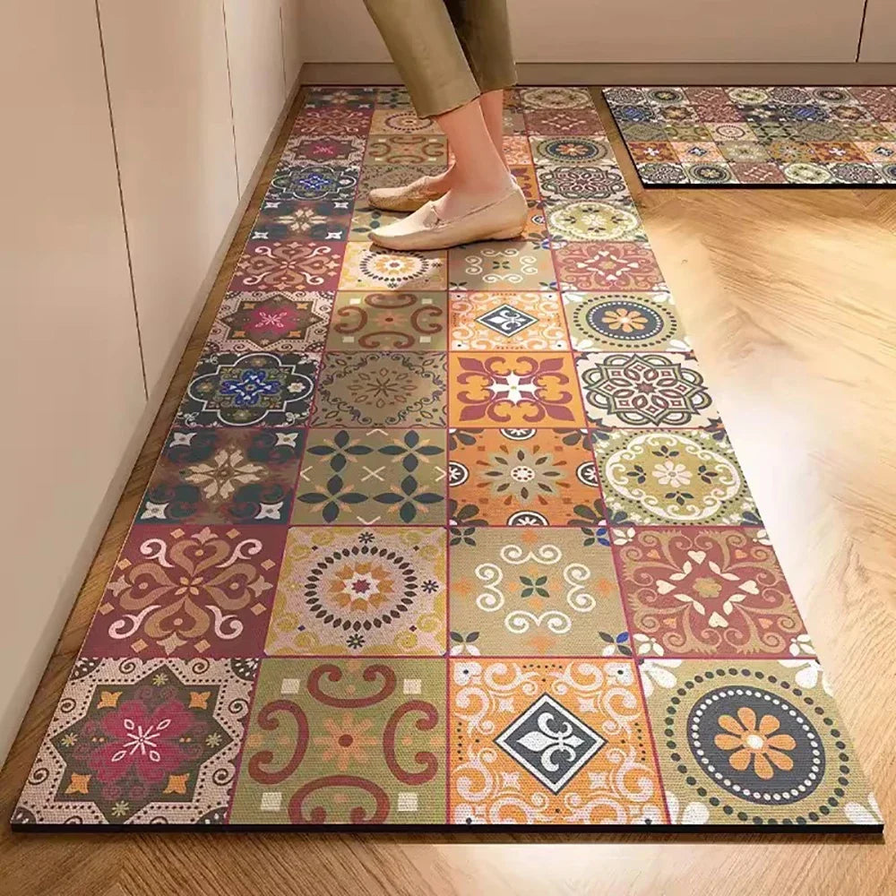 Navak Carpet Kitchen Mat Absorbent Printed Kitchen Rugs Non-slip Area Mat Hallway Long Carpets for Living Room Bedroom Entrance Doormat Bath