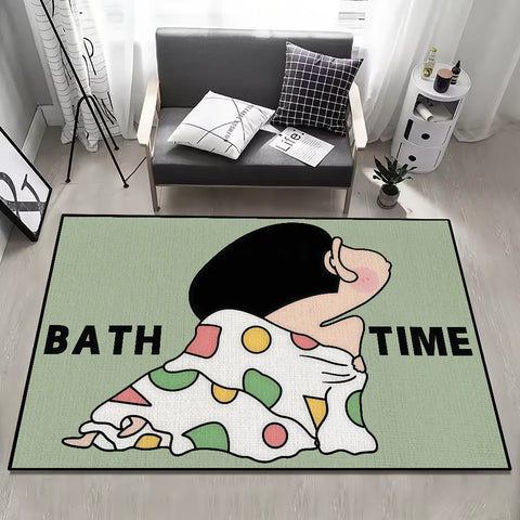 Navak Carpet Anti-Slip Cute C-chan Kitchen C-Crayon S-Shin Bedroom Tufted Rug cartoon Carpet time funny bath Living Room Entrance Decoration