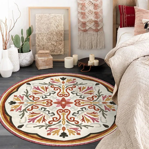 Navak Carpet Moroccan Ethnic Round Carpet, Rocking Chair Mat For Bedroom & Living Room