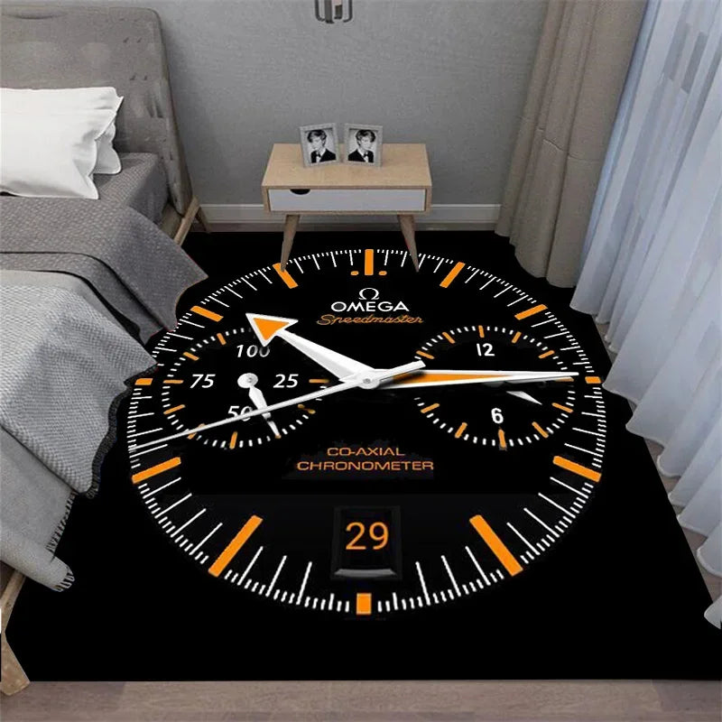 Navak Carpet Multi-functional O-OMEGA Dial Crown Watch Pointer Pattern Living Room Bedroom Sofa Decoration Carpet Floor Mat Rugs