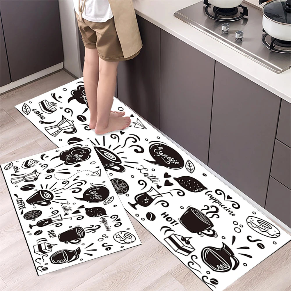 Navak Carpet Polyster Waterproof Oilproof Kitchen Mat Printed Antislip Bath Mat Soft Bedroom Floor Mat Living Room Carpet Doormat Kitchen Rug