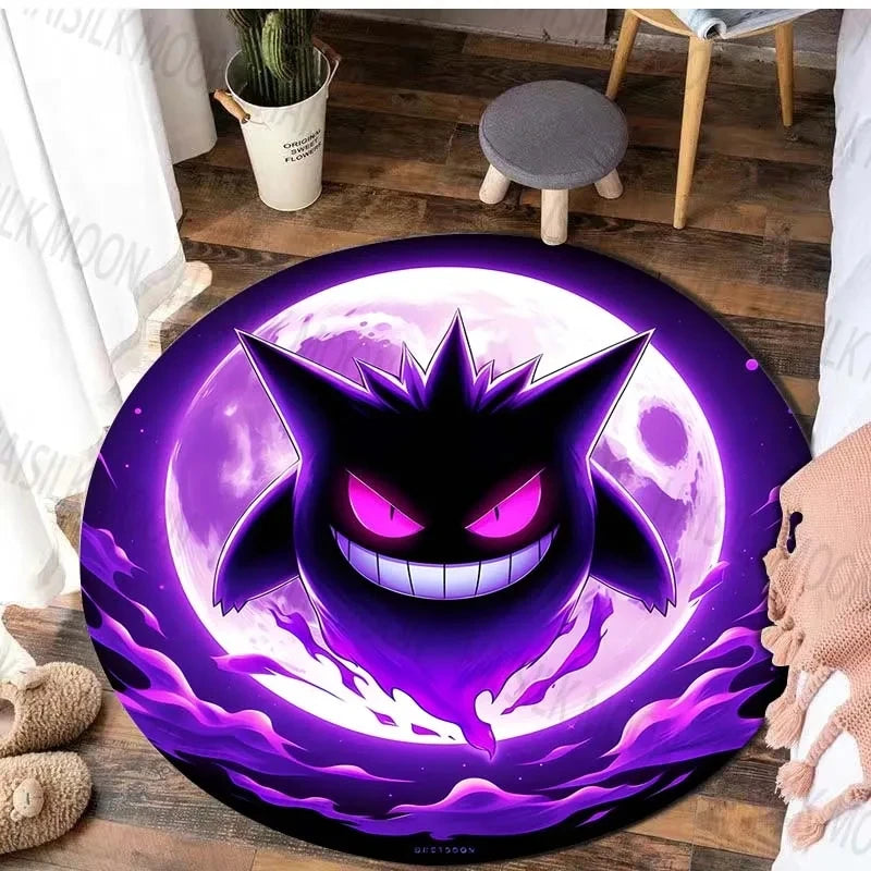 Navak Carpet Daily Picks Disney Game Pokémon Gengar Printed Round Rug Bedroom Living Room Carpet Doormat Sofa Table Area Rug Floor Mat Home Decor