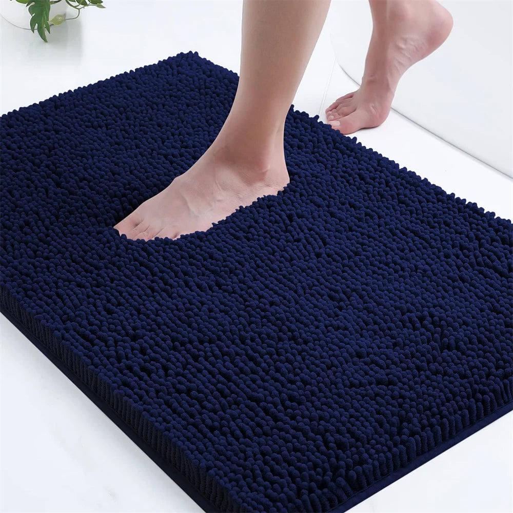 Navak Carpet Olanly Chenille Bathroom Rug Extra Soft Shaggy Bath Mat Non-Slip Bathroom Floor Mat Water Absorbent Plush Microfiber Rugs Shower