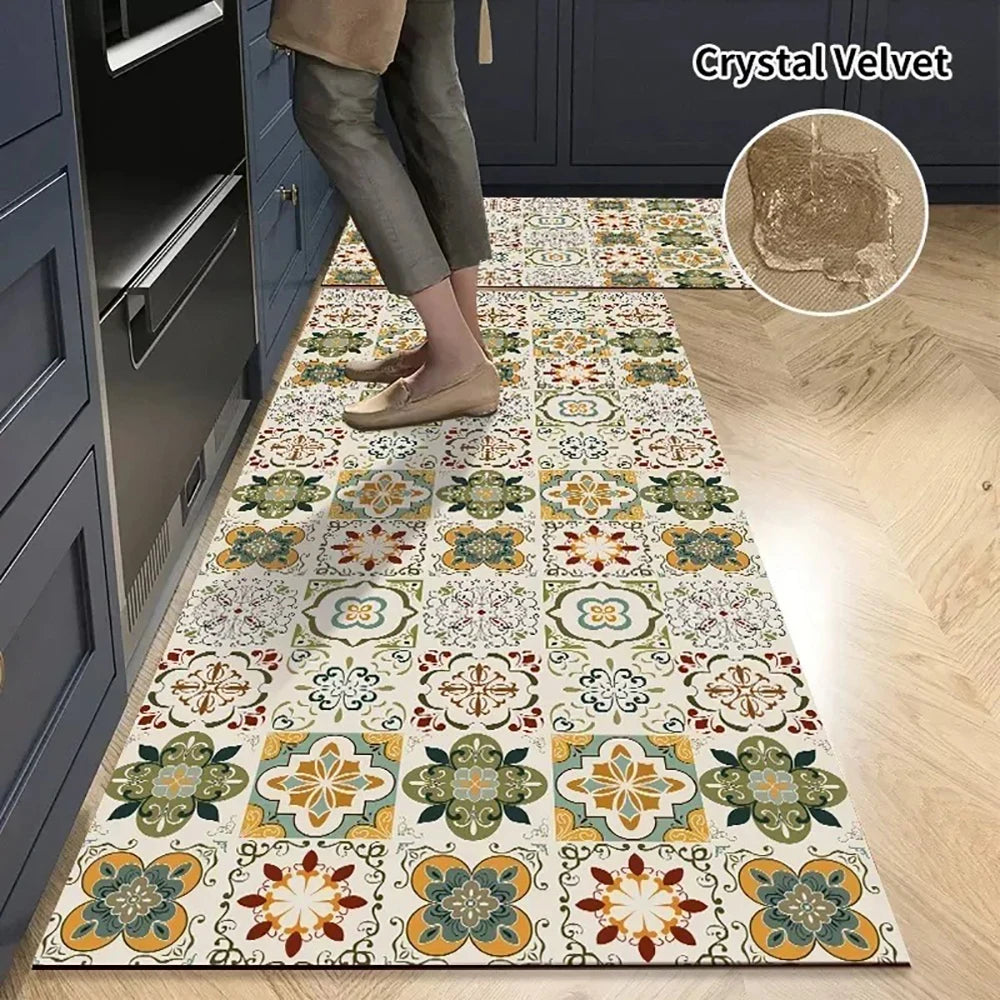 Navak Carpet Kitchen Mat Absorbent Printed Kitchen Rugs Non-slip Area Mat Hallway Long Carpets for Living Room Bedroom Entrance Doormat Bath
