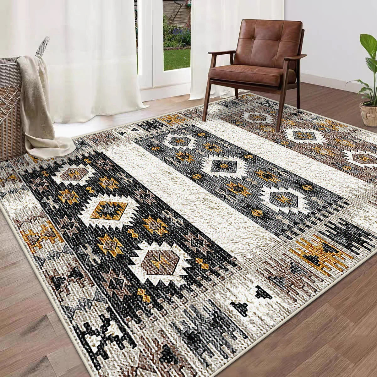 Navak Carpet Boho Style Moroccan Geometric Area Rug for Living Room Plush High-Pile Floor Mat Non-Slip Large Size