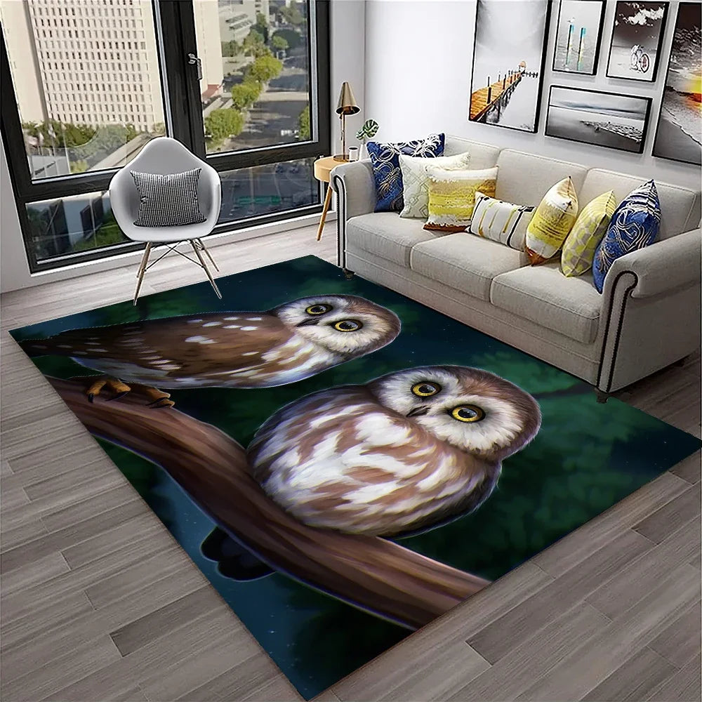 Navak Carpet Cute Owl Series 3D Cartoon Carpet Rug for Home Living Room Bedroom Sofa Kitchen Doormat Decor,Child Area Rug Non-slip Floor Mat