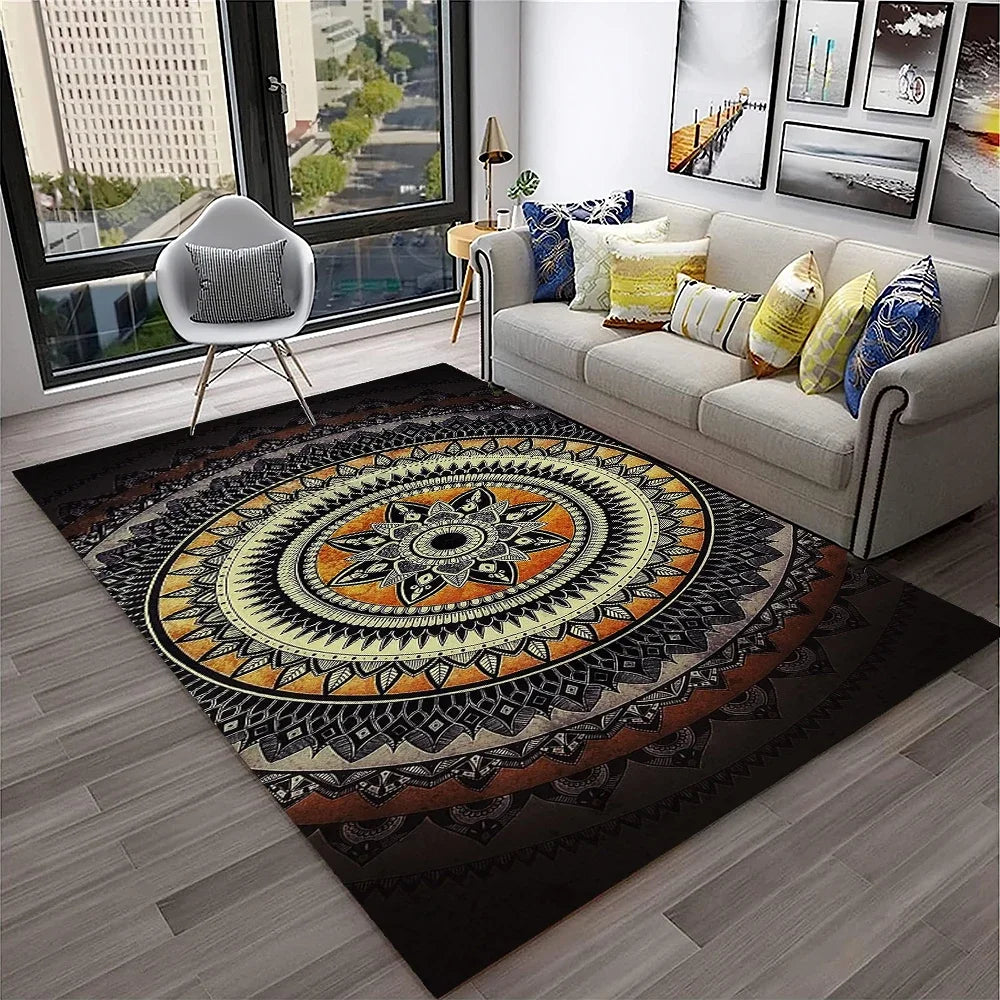 Navak Carpet 3D Mandala Bohemia Geometric Carpet Rug for Home Living Room Bedroom Sofa Kitchen Doormat Decor,Kid Area Rug Non-slip Floor Mat
