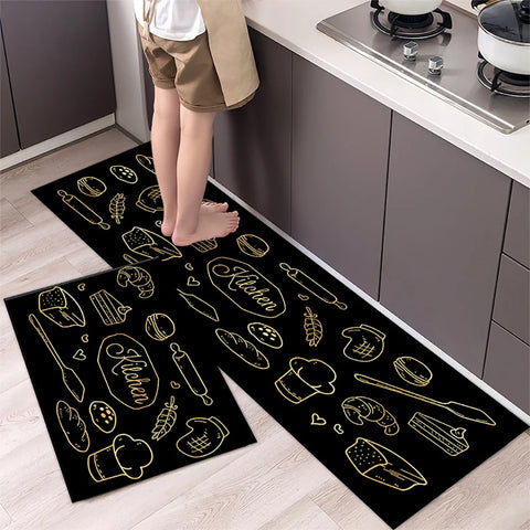 Navak Carpet Polyster Waterproof Oilproof Kitchen Mat Printed Antislip Bath Mat Soft Bedroom Floor Mat Living Room Carpet Doormat Kitchen Rug