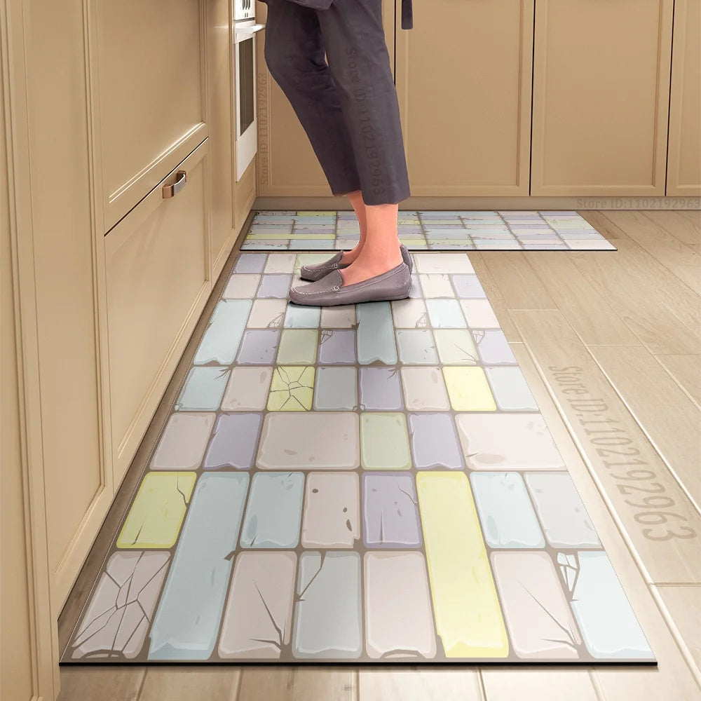 Navak Carpet Kitchen Mat Absorbent Printed Kitchen Rugs Non-slip Area Mat Hallway Long Carpets for Living Room Bedroom Entrance Doormat Bath