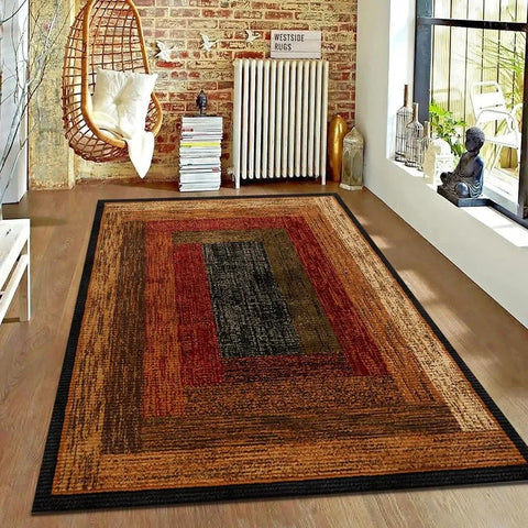 Navak Carpet Brown Geometric Living Room Carpet Nordic Minimalist Art Rug for Hotel Homestay Retro American Style Decor Non Slip Floor Mat
