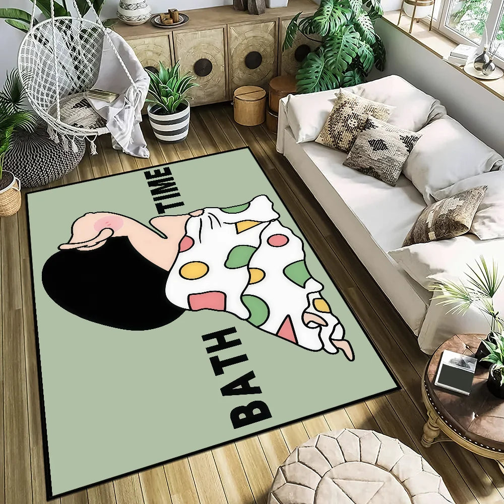 Navak Carpet Anti-Slip Cute C-chan Kitchen C-Crayon S-Shin Bedroom Tufted Rug cartoon Carpet time funny bath Living Room Entrance Decoration