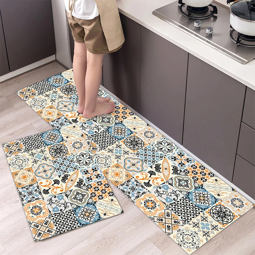 Navak Carpet Kitchen Mat Absorbent Printed Kitchen Rugs Non-slip Area Mat Hallway Long Carpets for Living Room Bedroom Entrance Doormat Bath