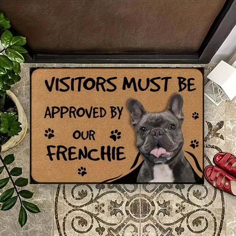 Navak Carpet French Bulldog Anti Slip DoorMat Interesting "Visitor Must Be Approved" Welcome Felt Rug Polyester Decorative Living Room Carpet